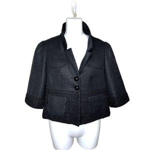 NANETTE LEPORE Black Metallic Cropped Jacket Lace‎  ~4~Wonderful